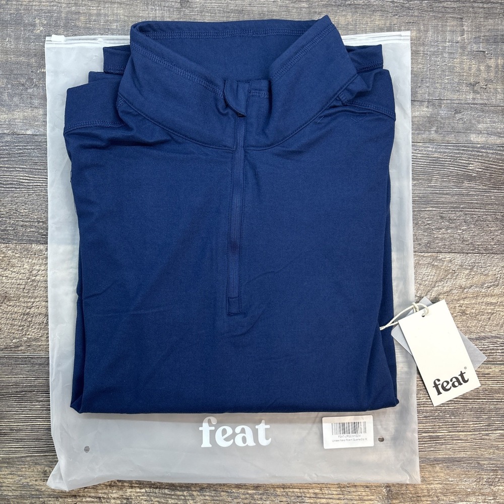 Feat Roam 1/4 Zip Shirt‎ Long Sleeve Blue Performance Unisex Medium NEW
